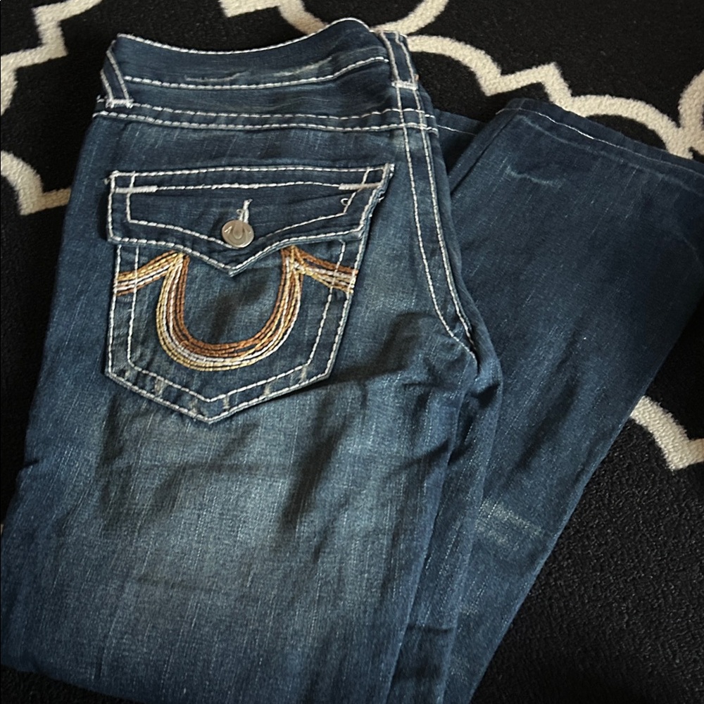 True Religion Men's Straight Jeans in Dark Blue